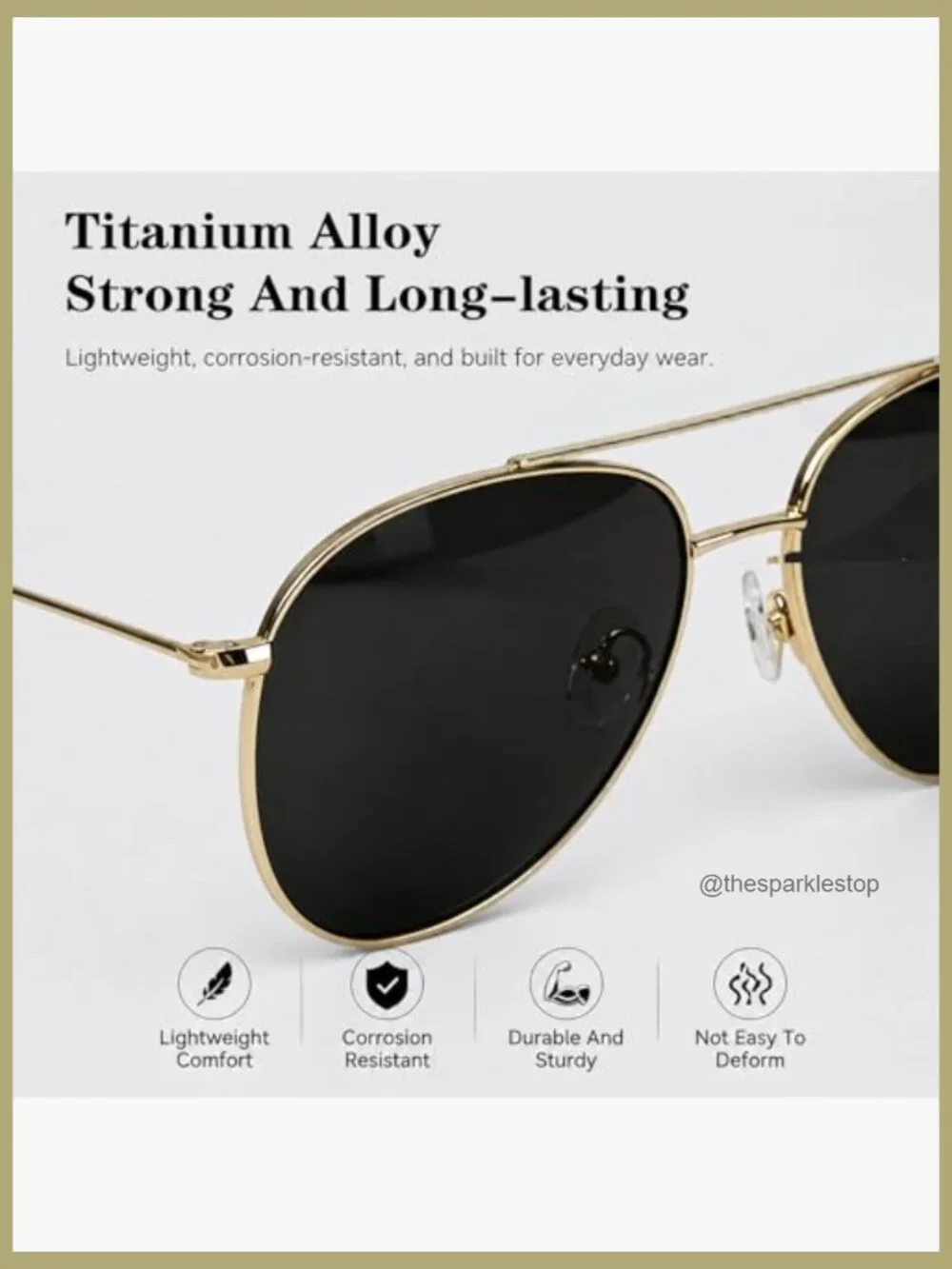 Polarized Aviator Sunglasses with Glass Lens UV Protection